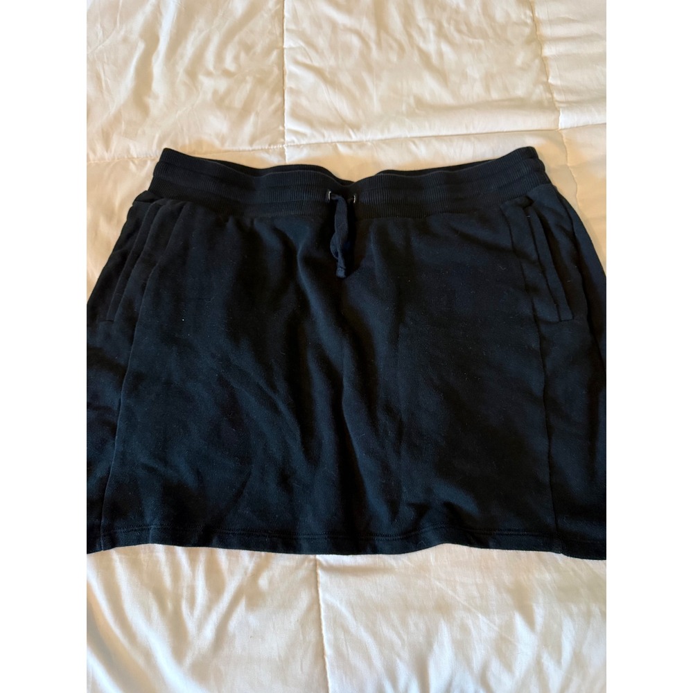 Jones New York Black Cotton Blend Active Skort XL Drawstring Pockets Mini Skirt